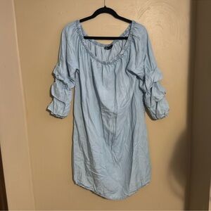 Light Blue Ruffle Sleeve Dress